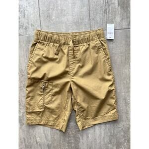 GAP Kids Boy Drawstring Elastic Shorts Pull-On Khaki Cargo Zip Pocket NEW S 6-7.